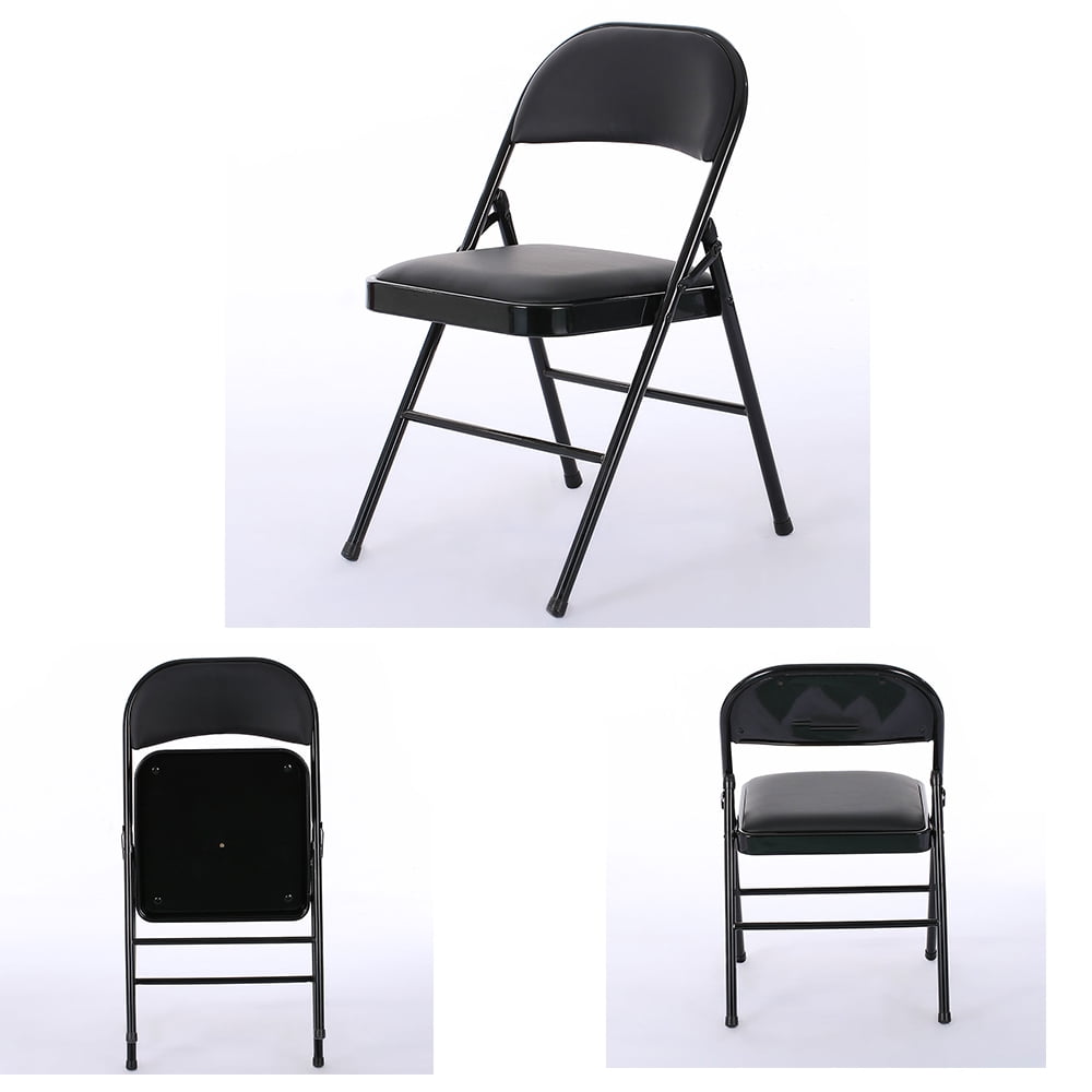 6PCS Elegant Foldable Iron and PVC Chairs,Mid Century Modern Dining Chairs,Portable Folding ...