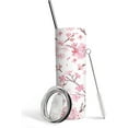 thumbnail image 1 of Floral Cherry Blossom Skinny Tumbler with Straw and Lid 20 oz Double Wall Stainless Steel Vacuum Insulated Coffee Wine Tea Travel Mug Gifts for Women Pink, 1 of 6