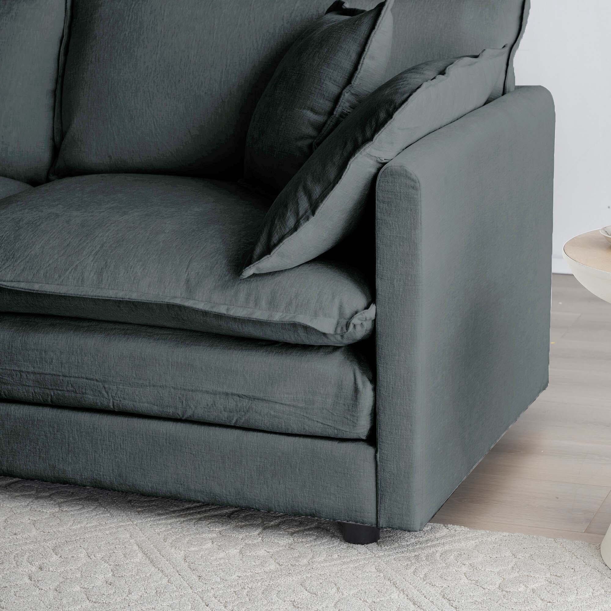 Ottomans With Storage Chenille Fabric Ottomans Footrest to Combine with 2 Seater Sofa, 3 Seater Sofa and 4 Seater Sofa, Grey Chenille,Large Ottomans