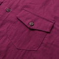 thumbnail image 3 of Lino del algodón blusa larga irregular del dobladillo Botones ocasionales flojas Eccomum Morado/S, 3 of 7