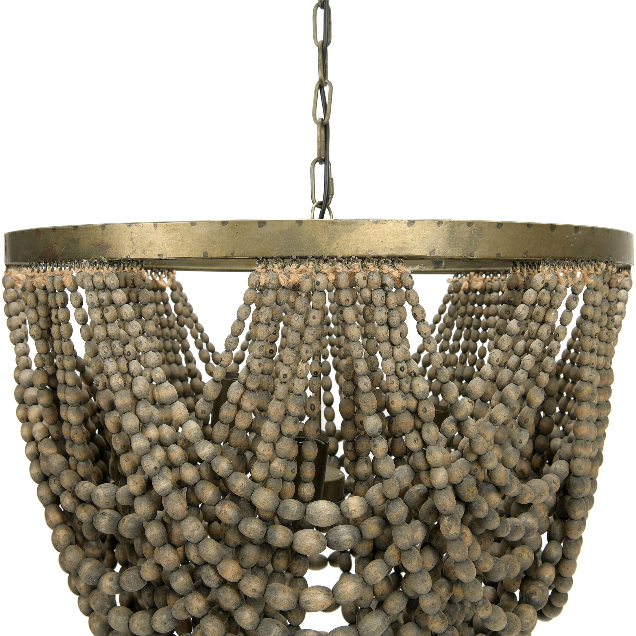Creative Co-Op 2-Tier Draped Wood Bead Chandelier