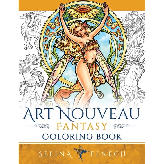 Art Nouveau Fantasy Coloring Book, (Paperback)