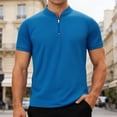 thumbnail image 2 of RMGVDSD Mens Henley Shirt Short Sleeve Polo Golf Shirts Stand Collar Casual Breathable Comfortable Summer Tops Textured Business Wear Fashion Basic Shirts, 2 of 4