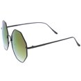thumbnail image 3 of sunglassLA Female Oversize Metal Frame Slim Temple Colored Mirror Lens Hexagon Sunglasses 63mm (Black / Purple Mirror) - 63mm, 3 of 4
