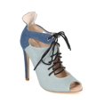 thumbnail image 1 of Two Tone Front Lace Up Peep Toe High Heel Booties Faux Suede - 6 / Black, 1 of 10