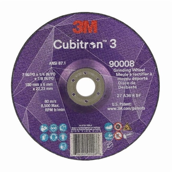 3m Cubitron Depressed Center Grinding Wheel,36 Grit 90008
