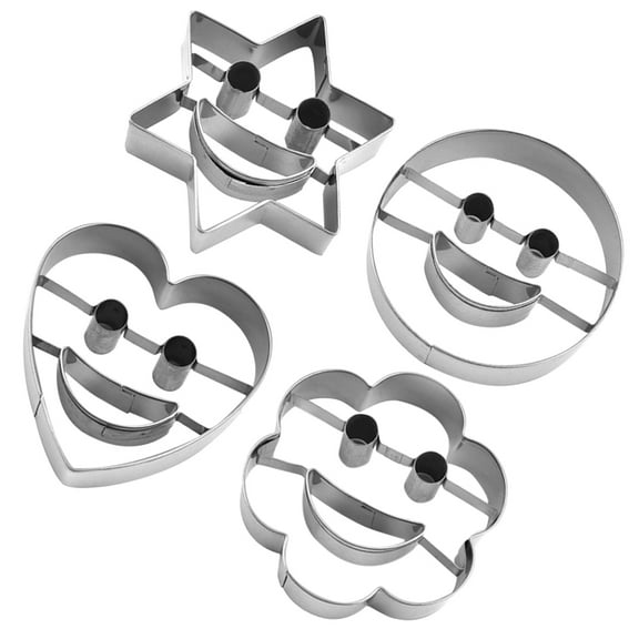 Masteelf 4pcs Stainless Steel Cute Cookie Cutters Set Molds for Baking Cookies