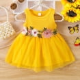 thumbnail image 2 of Gubotare Baby Girl Floral Dress Girls and Toddlers'Knit Short-Sleeve Cinch-Waist Dresses 6 9 Months (Yellow,6-9 Months), 2 of 7
