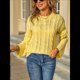 thumbnail image 4 of Suéteres de Mujer de Punto con Cuello Redondo, Informales, de Larga, Estilo Túnica de Otoño. Amarillo L, 4 of 10