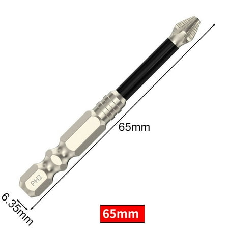 

1pc Cross Magnetic Screwdriver Bit Alloy Steel Anti-Slip Long Drill Bits PH2