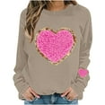 thumbnail image 4 of ICHUANYI Chandail à Col Rond pour Femmes de la Saint-Valentin avec Graphique de Cœur Imprimé, Col Rond, Décontracté, Ample, Chandail à Capuchon, Blouse à Manches Longues, Hauts, 4 of 5