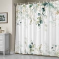 thumbnail image 5 of Watercolor Leaf Shower Curtain, Green Eucalyptus Leaves Abstract Art Waterproof Shower Curtain Set with 12 Hooks Lightweight Bath Curtains Fabric Bathroom Decor 72x84 Inches, 5 of 9