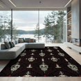 thumbnail image 2 of ODIKA 6'x9' Washable Area Rug Spooky Skull Damask Haunted Horror Eerie Gothic Border Halloween Flowing Dynamic for Dining Room, Under Table, Office Décor, Non-Slip Chair-Friendly, 2 of 7