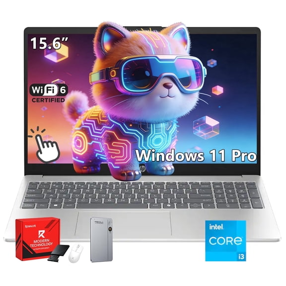HP 15.6" Touchscreen Laptop Computer, Intel 13th Gen 6-Cores i3, 8GB RAM, 512GB SSD, Ai Copilot, Wi-Fi 6, Windows 11 Pro, w/Accessories