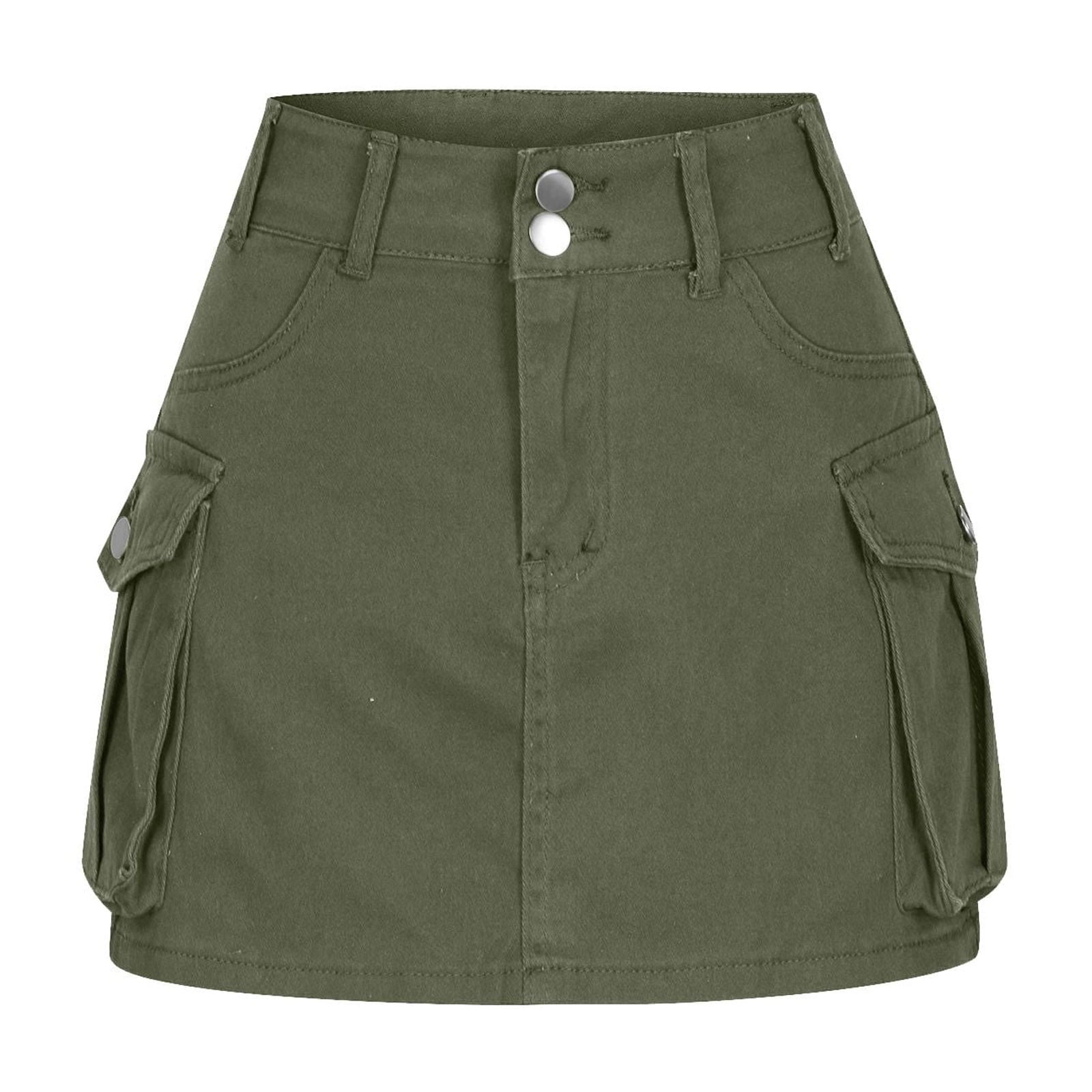 FAIWAD Women Casual Cargo Skirt Summer High Waisted Wrap Mini