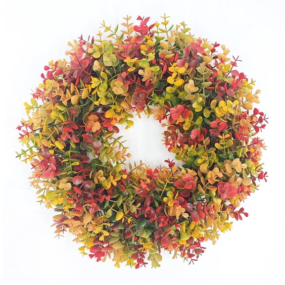 Fall Door Wreaths for Front Door 17" Plastic Artificial Fall Wreath Wall Decor for Home Decoration Indoor Outdoor, Thanksgiving