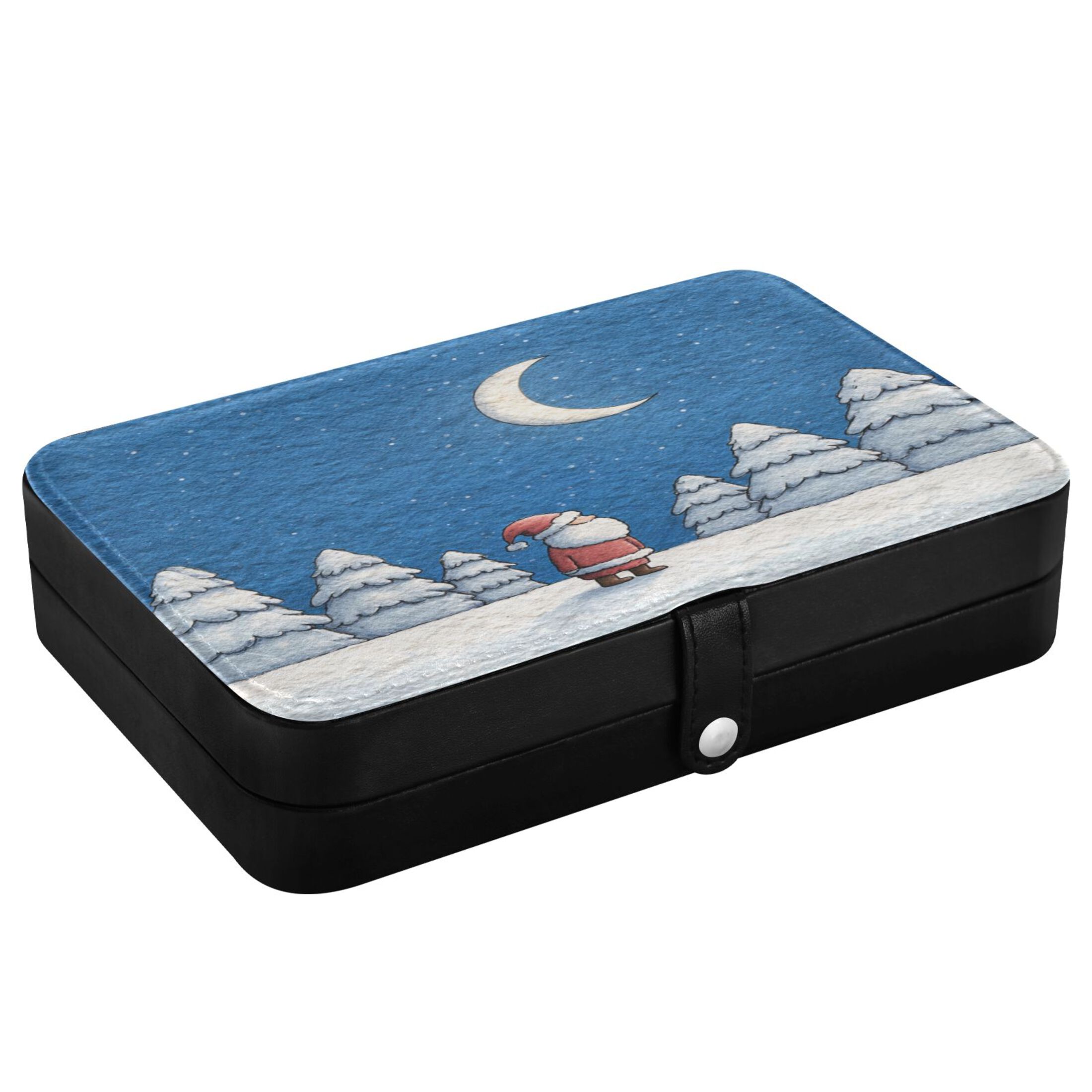 Leather Jewelry Box Rectangular 8.27x5.5x1.78In Travel Jewelry Storage Earrings Necklace Bracelet Watch Brooch Storage Christmas Eve
