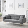 thumbnail image 2 of JERFIT Convertible Sofa Bed with Pillows, Plush Teddy Fabric, 3-Seater Sleeper Couch for Living Room, Modern Gray Futon, 2 of 7