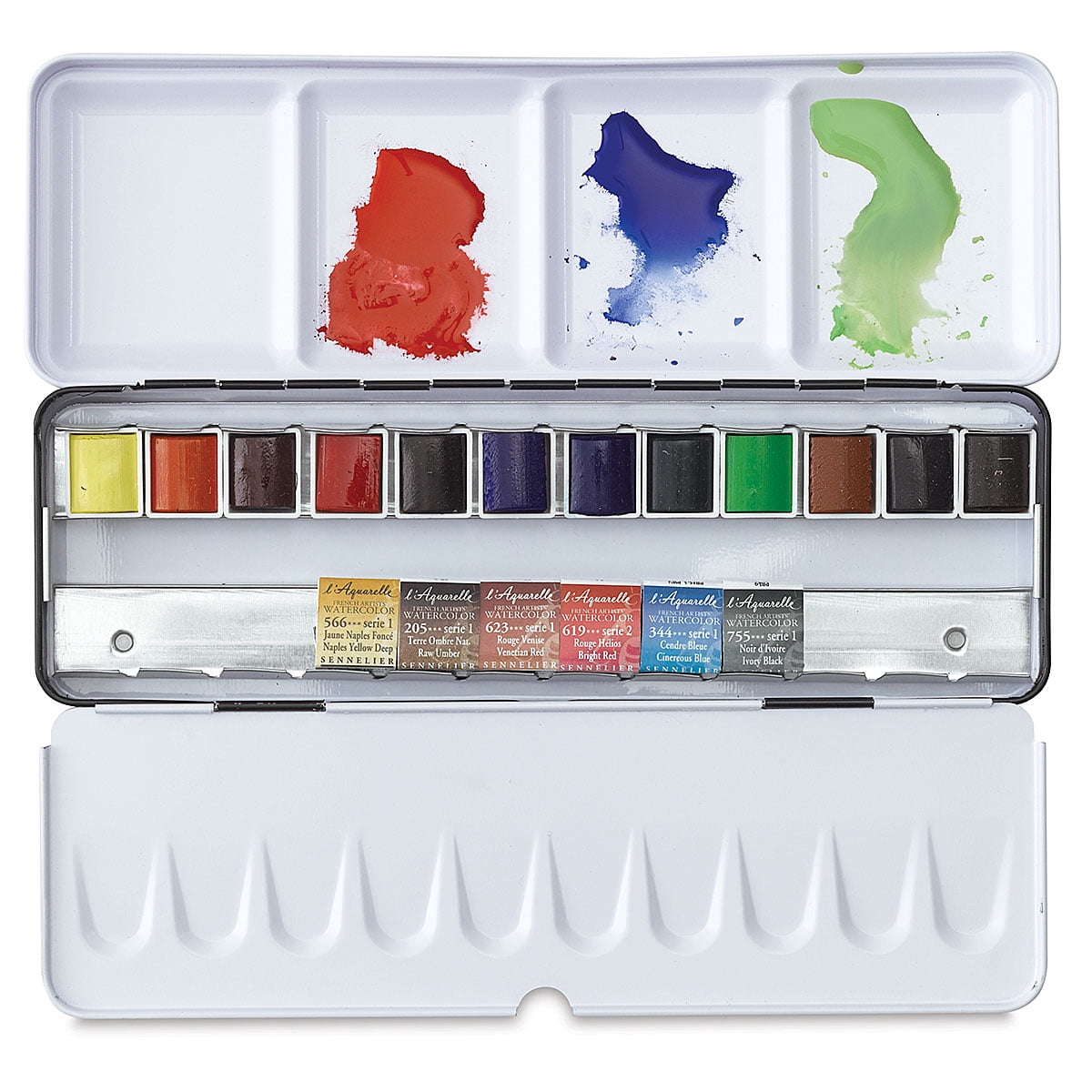 Sennelier French Artists' Watercolor Set - Half Pan Metal Case, Set Of 12 Plus 6 Free - Walmart.com
