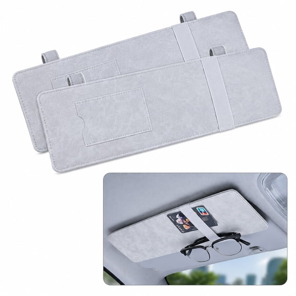 Car Sun Visor Extender 2 Pack, Anti Glare Sunshield Extension with Storage Slot, Upgraded Clip On Sun Visor for Car Window, Gray