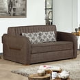 thumbnail image 6 of Ottomanson Bolt Microsuede Convertible Loveseat with Storage, Dark Brown, 6 of 9