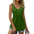 thumbnail image 2 of JINMGG Fashion Women's Summer V-Neck Sleeveless Solid Casual Tank Top Blouse Army Green XXL, 2 of 9