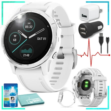 Garmin fenix 6S Multisport GPS Smartwatch (White) Charger Bundle