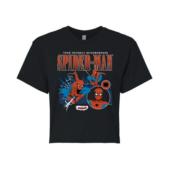 Marvel Your Friendly Neighborhood Spider-Man - Classic Spider Suit - Juniors Cropped Graphic T-Shirt