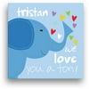 Sandra Magsamen Personalized Elephant Canvas Wall Art, 16" x 16", Blue