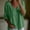Green, variant on Womens Cropped Top V Neck Ruffle Hem Flowy 3/4 Sleeve Cotton Linen Blouse Light Blue S