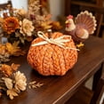 thumbnail image 5 of Handwoven Raffia Pumpkin Fall Decor, Halloween Thanksgiving Tabletop Ornament for Boho Scandinavian Home, Orange 1 Pack, 5 of 6