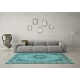 thumbnail image 3 of Ahgly Company Indoor Rectangle Medallion Light Blue Traditional Area Rugs, 7' x 10', 3 of 4
