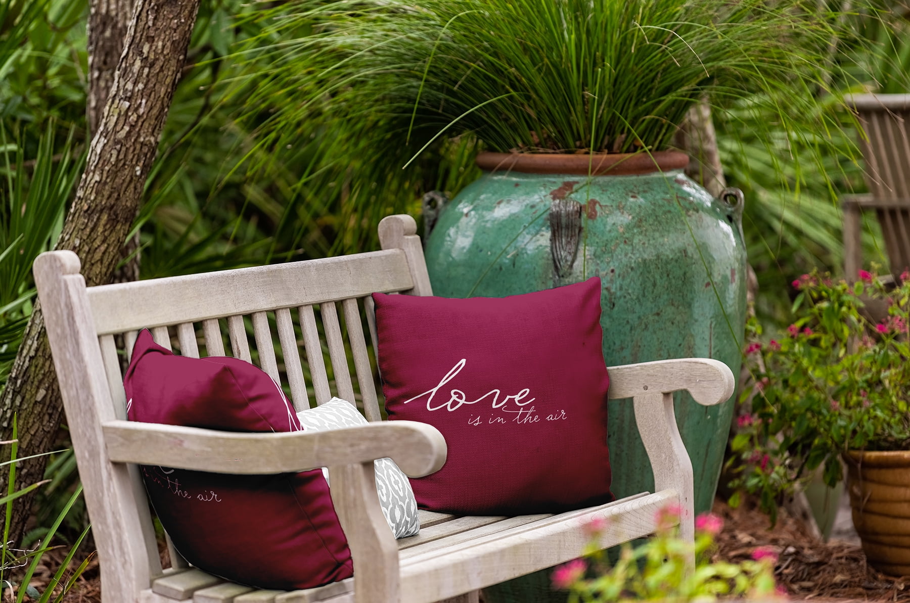20"x20" Simply Daisy Valentines Love in the Air Poly Indoor/Outdoor Pillow, Magenta Qty 1