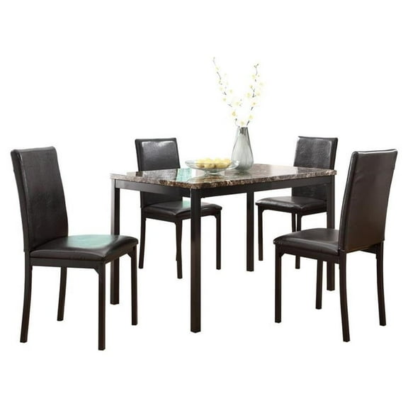 Pemberly Row 5-Piece Transitional Metal Dining Set in Black
