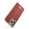 thumbnail image 3 of Luxurious Plating Case for iPhone 16, Snake Crocodile Texture Pattern Premium PU Leather Full Coverage Protective Basic Bumper Phone Case Cover for iPhone 16 - Red, 3 of 6