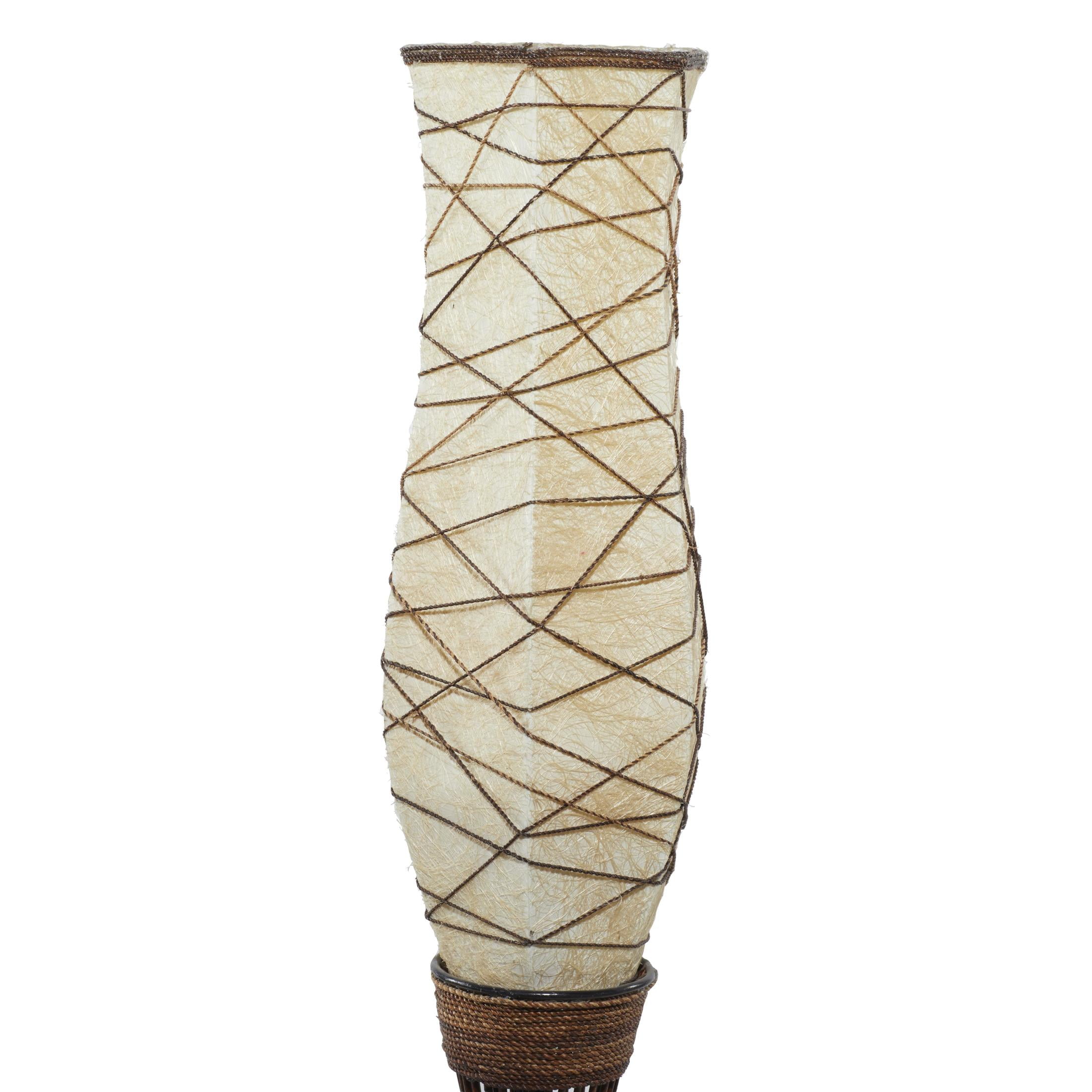 DecMode 59" Brown Floor Lamp with Cream Paper Shade