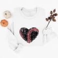thumbnail image 4 of Gamivast Graphic Sweatshirts for Women Game Day Glitter Heart Baseball Stitching Print Crew Neck Long Sleeve Pullover Tops Casual Athletic Wear, 4 of 5