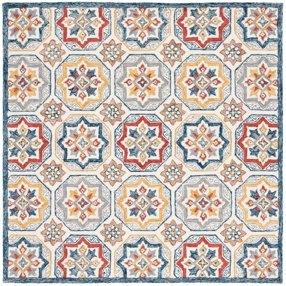 SAFAVIEH Metro Lasya Medallion Area Rug, Beige/Ivory, 6' x 6' Square