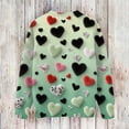thumbnail image 4 of Nokdvo Womans Sweatshirts Lightweight Valentines Day Love Heart Print Crew Nneck Pullover Fall Winter Casual Knitted Loose Fit Workout Shirts,Light Green 2XL, 4 of 4