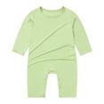 thumbnail image 2 of Hvobtty Toddler Long Sleeved Rompers, Toddler Spring and Fall Rompers, Child's Summer Jumpsuit Boys and Kids Botton Long Sleeve Round Neck Solid Long Rompers Green 3-6 Months, 2 of 3