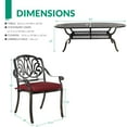 thumbnail image 6 of VIVIJASON 9-Piece Outdoor Furniture Dining Set, All-Weather Cast Aluminum Patio Conversation Set, Include 8 Cushioned Chairs and an Oval Table with Umbrella Hole for Balcony Lawn Backyard, Red Cushion, 6 of 7