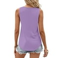 thumbnail image 4 of LOVZFMLL Women's Summer Tops 2025 Casual Crew Neck Sleeveless Shirts Trendy Pleated Fashion Loose Fit Blouses Tank Tops Purple L, 4 of 6