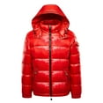 thumbnail image 2 of Valueadd Clothing Women's Warm Down Jackets Plain Winter Snow Down Jackets With Hood Zip Metal Shiny Wind Jacket Parka Red, 2 of 8