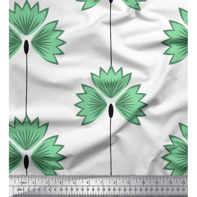 Soimoi Poly Georgette Fabric Artistic Floral Printed Fabric 1 Yard 52 Inch Wide