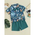 thumbnail image 3 of Liacowi 2Pcs Kids Boy Gentleman Suit Outfit Cartoon Animal Print Short Sleeve Button Shirt with Solid Color Shorts 1T 2T 3T 4T 5T Toddler Boys Birthday Party Formal Clothes, 3 of 8