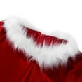 thumbnail image 4 of Santa Claus Costume Womens Christmas Jumpsuit Faux Fur Trim Belted Bell-Bottom Santa Outfit with Hat, 4 of 7
