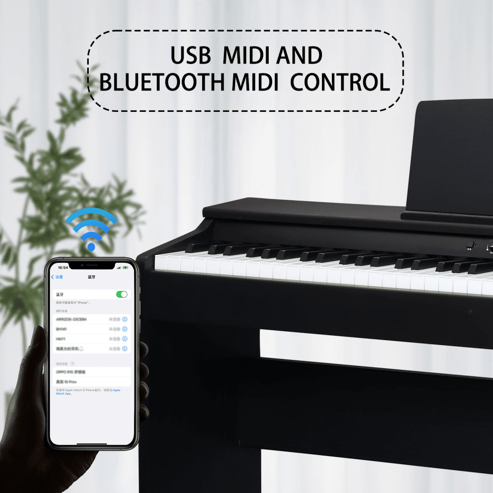 Tcbosik 88 Keys Full Weighted Keyboard with Furniture Stand and Headphone, Digital Piano with Triple Pedals for All Experience Levels, Black