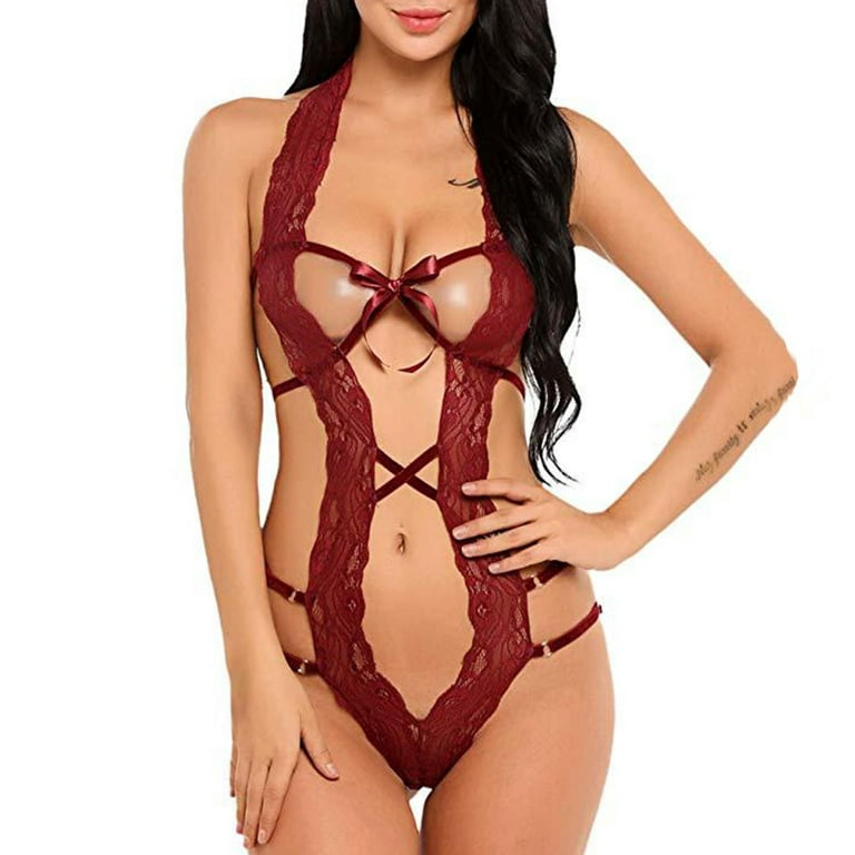 TIEVOSA Underoutfit Bra Padded Women Bodysuit Set Bras for Sagging Breasts  No Underwire Bralettes for Women Pack Lingerie Bodysuit Set Red See Through  Bras for Women at  Women's Clothing store