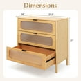 thumbnail image 3 of Costway Commode à 3 Tiroirs avec Façade en Verre Trempé à Roses, Armoire de Rangement en Bambou, 3 of 10