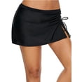 thumbnail image 1 of FUTATA Women's Swim Skirt Elastic Mid Waist Swimsuit Bathing Suit Bottom Side Slit Pull Tie Build-In Brief Swimwear Bikini Bottom Skort Plus Size, 1 of 7